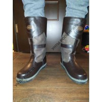 Монголки мужские натуральные высокие коричневые, войлочнорезиновая подошва