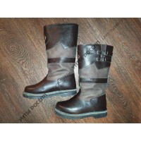 Монголки мужские натуральные высокие коричневые, войлочнорезиновая подошва