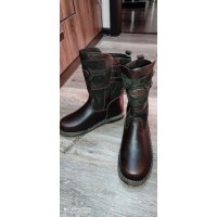 Монголки мужские натуральные короткие коричневые, войлочная подошва