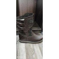 Монголки мужские натуральные короткие коричневые, войлочная подошва