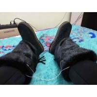 Унты женские натуральные черные, войлочная подошва