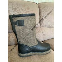 Сапоги зимние мужские натуральные войлочно-кожаные 'Лесник' валенки, войлочная подошва