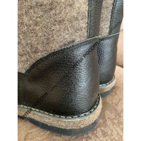 Сапоги зимние мужские натуральные войлочно-кожаные 'Лесник' валенки, войлочная подошва