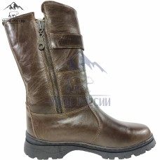 Монголки мужские натуральные высокие коричневые с замком, серия "Вожак", литая подошва