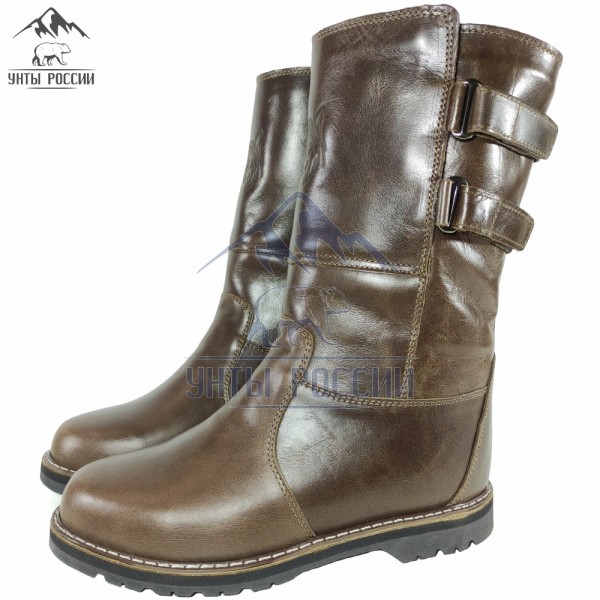 Монголки мужские натуральные высокие коричневые на протекторе, серия "Вожак" (арт. 10015)