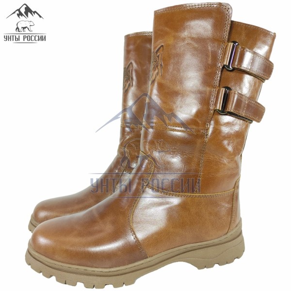 Монголки мужские натуральные высокие рыжие, серия "Вожак", литая подошва (арт. 10016)
