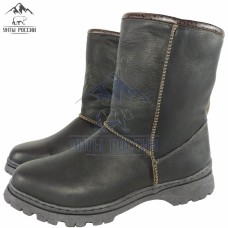 Полусапоги зимние мужские натуральные коричневые кожаные, серия "Вожак", литая подошва