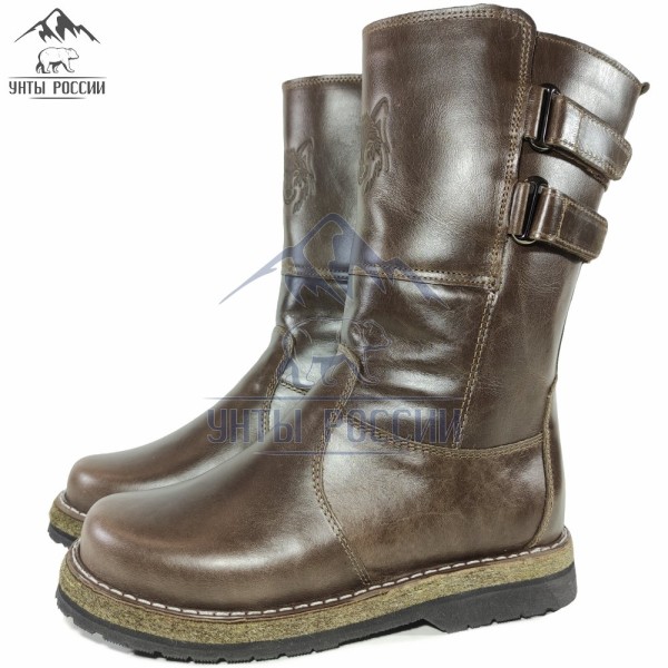 Монголки женские натуральные коричневые войлочнорезиновая подошва, серия "Вожак" (арт. 10020)