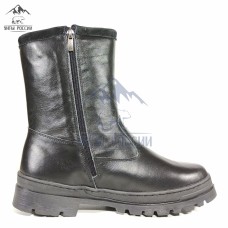 Полусапоги мужские натуральные черные кожаные с замком, литая подошва