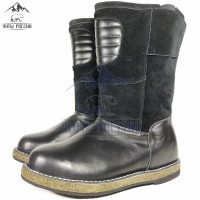 Монголки мужские натуральные черные кожаные "Арктика", войлочная подошва