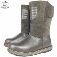 Монголки мужские натуральные коричневые кожаные "Арктика", войлочная подошва