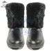 Унты женские натуральные кожаные короткие черная норка, литая подошва (арт. 30031)