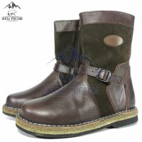 Монголки детские натуральные коричневые, войлочная подошва