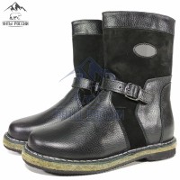 Монголки детские натуральные черные, войлочная подошва