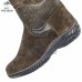 Сапоги женские натуральные коричневые с замком, литая подошва (арт. 40041)