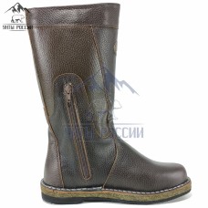 Монголки женские натуральные коричневые, войлочная подошва