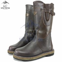 Монголки женские натуральные коричневые, войлочная подошва