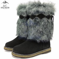 Унты женские натуральные чернобурка, войлочная подошва