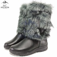 Унты женские натуральные чернобурка кожаные, литая подошва