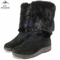 Унты женские натуральные черные, литая подошва