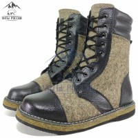 Берцы зимние натуральные войлочные с мехом и кожаным носом, войлочная подошва