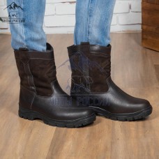 Монголки мужские натуральные короткие коричневые, литая подошва