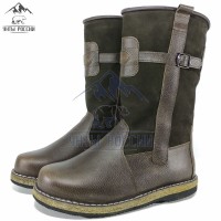 Монголки мужские натуральные высокие коричневые, войлочная подошва