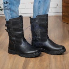 Монголки мужские натуральные короткие черные, литая подошва