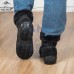 Ботинки женские натуральные короткие черные на шнуровке, литая подошва
