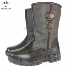 Сапоги мужские натуральные коричневые кожаные 'Сибиряк', литая подошва