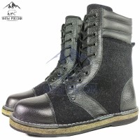 Берцы зимние натуральные чёрные войлочные с мехом, войлочная подошва