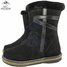 Сапоги зимние женские натуральные черные на замке "Снежана", войлочная подошва