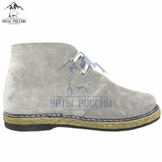 Ботинки зимние укороченные женские натуральные серые замшевые, войлочная подошва "Илема"