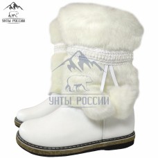 Унты женские натуральные кожаные белые "Айна" войлочная подошва