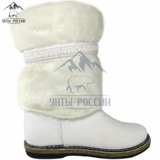 Унты женские натуральные кожаные белые "Айна" войлочная подошва