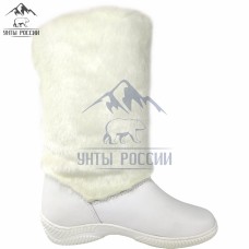 Унты женские натуральные кожаные белые "Айна" литая подошва
