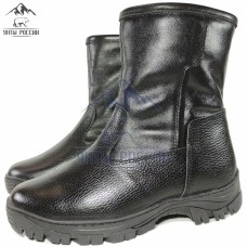 Полусапоги зимние мужские натуральные черные кожаные с замком "Бореал", литая подошва