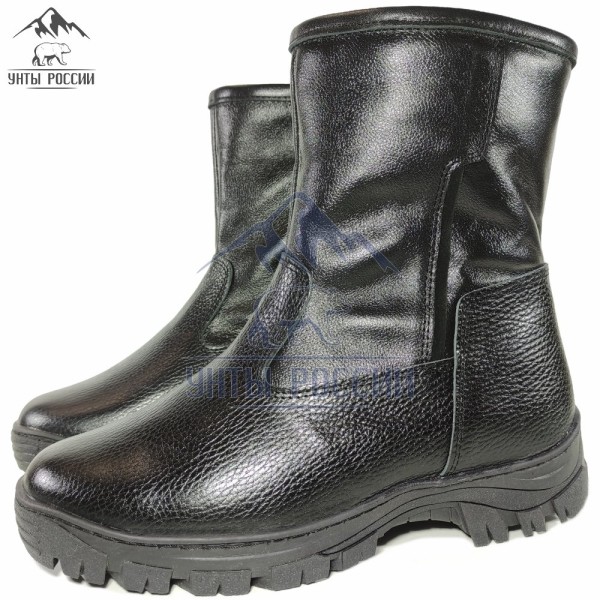 Полусапоги зимние мужские натуральные черные кожаные с замком "Бореал", литая подошва (арт. 50037)