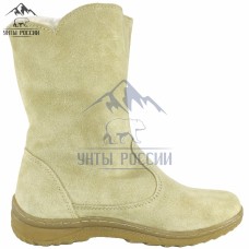 Полусапоги зимние женские натуральные бежевые на замке «Морена», литая подошва