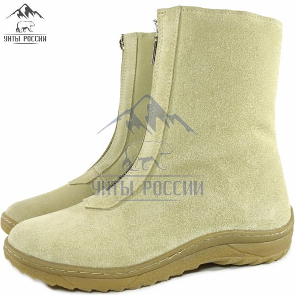 Полусапоги зимние женские натуральные бежевые на замке «Эйра», литая подошва (арт. 50041)