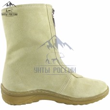 Полусапоги зимние женские натуральные бежевые на замке «Эйра», литая подошва