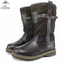 Монголки мужские натуральные коричневые, войлочнорезиновая подошва