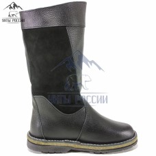 Монголки женские натуральные черные, войлочнорезиновая подошва