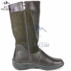 Монголки женские натуральные коричневые с замком, литая подошва