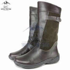 Монголки женские натуральные коричневые с замком, литая подошва