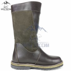 Монголки женские натуральные коричневые, войлочнорезиновая подошва