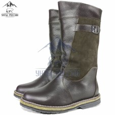 Монголки женские натуральные коричневые, войлочнорезиновая подошва