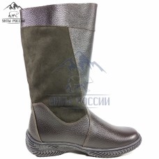 Монголки женские натуральные коричневые кожаные, литая подошва