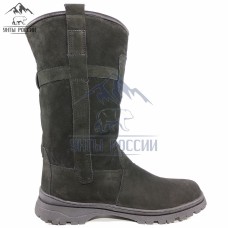 Монголки мужские натуральные высокие черные нубук, литая подошва