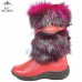 Унты женские натуральные кожаные красные, литая подошва (арт. 60065)